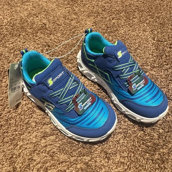 Sketchets Sport Blue and Green Kids Shoes size 12 NWT - Picture 3 of 6